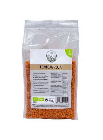 LENTEJA ROJA ECOLÓGICA 500 gr. Bio